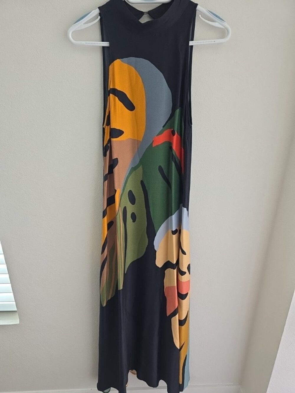 Farm Rio Anthropologie Dress XS Tropical Abstract Sleeveless Midi Boho - Picture 16 of 16